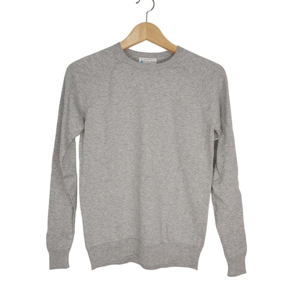 Oliver Charles Gray Organic Cotton SeaCell 3D-Knit Crewneck Sweater Unisex XXS